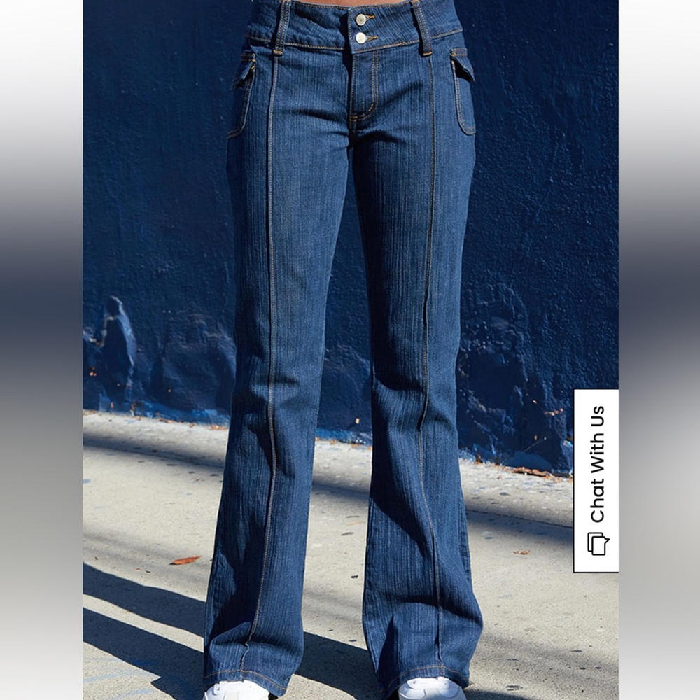 John Galt Dark Blue Agatha Low Rise Flare Jeans
